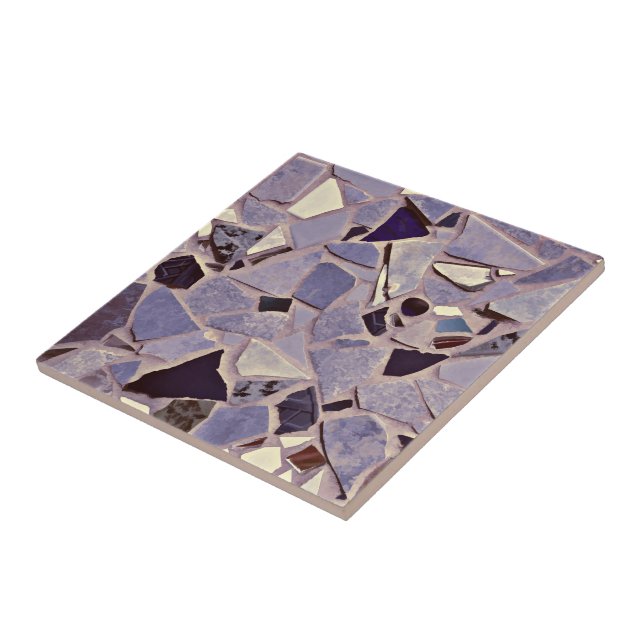 Purple Lilac Mosaic Terrazzo Photo Art Ceramic Tile (Side)