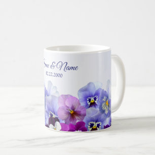Purple Lilac Pansy Floral Rustic Wedding Party Coffee Mug