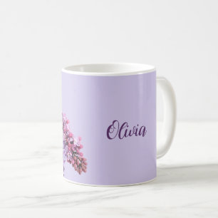 Purple lilac personalised name Olivia Coffee Mug