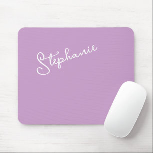 Purple Lilac Personalized Script Name Minimalist Mouse Pad