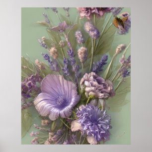 Purple lilac pink bunch of flowers beautiful  poster