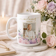 Purple Lilac & Pink Floral Photo Funeral Memorial