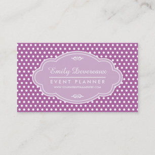Purple Lilac Polka Dots Personalised Monogram Business Card