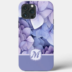 Purple Lilac Pretty Hydrangea Monogram iPhone 13 Pro Max Case