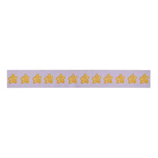 Purple Lilac Princess Golden Flowers Birthday Grosgrain Ribbon