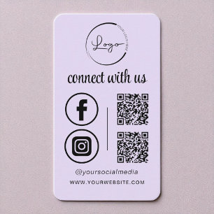 Purple Lilac QR Connect With Us Business Logo Card