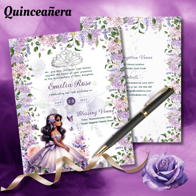 Purple Lilac Quinceanera Dress Floral Wisteria (Creator Uploaded)