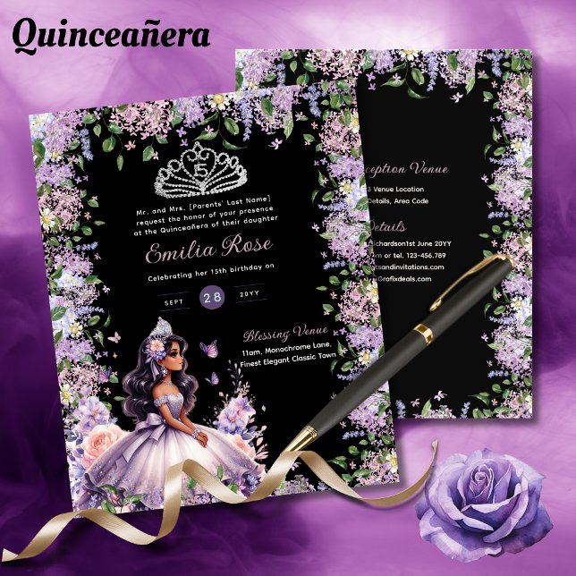 Purple Lilac Quinceanera Dress Floral Wisteria (Creator Uploaded)