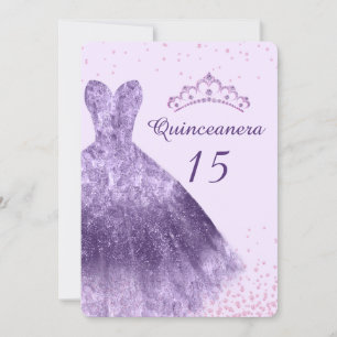Purple Lilac Quinceanera Party Dress Gown 15th Invitation