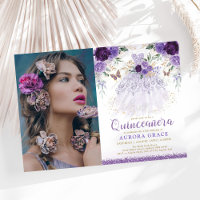 Purple Lilac Quinceañera Princess Dress Butterfly 