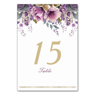 Purple Lilac Quinceañera Table Card