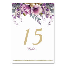 Purple Lilac Quinceañera Table Card