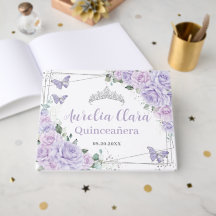 Purple Lilac Roses Floral Butterflies Quinceanera