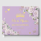 Purple Lilac Roses Floral Gold 15 XV Quinceañera