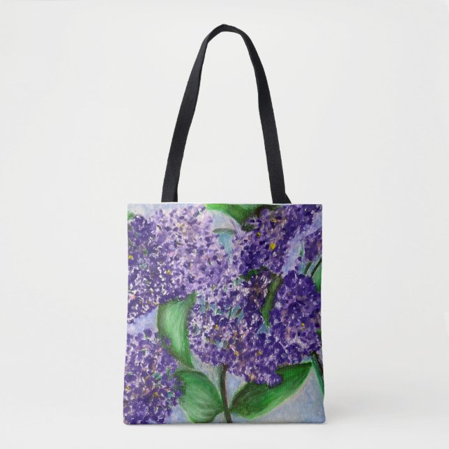 Purple lilac shoulder tote bag (Front)