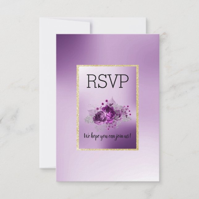 Purple Lilac Simple Elegant Floral RSVP Card (Front)