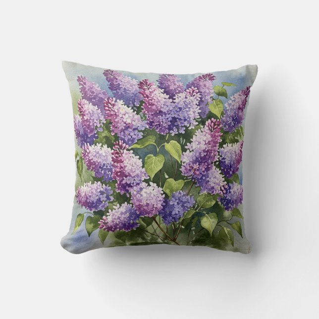 Purple lilac Spring Flower Pillow (Front)