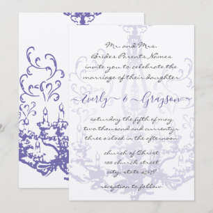Purple Lilac Vintage Antique Chandelier Wedding I Invitation