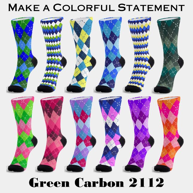 Purple Lilac Violet Arygle with White Stitching Socks (Make a colorful statement with Green Carbon 2112 argyle socks.)