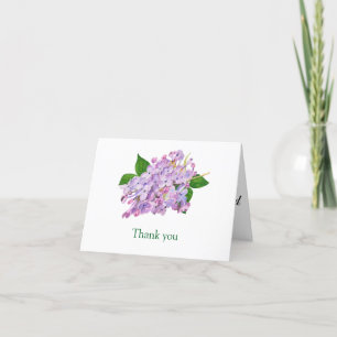 purple lilac watercolor botanical flower thank you card