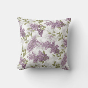 Purple Lilac Watercolor Floral Cushion