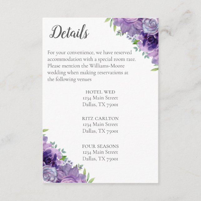 Purple Lilac Watercolor Flower Enclosure Card (Front)