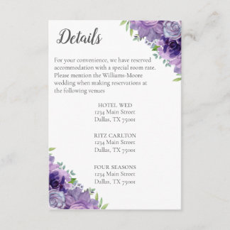 Purple Lilac Watercolor Flower Enclosure Card