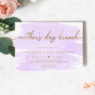 Purple Lilac Watercolour Mother's Day Brunch Invitation