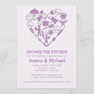 Purple Lilac Wedding Couple Shower   Kitchen Invitation