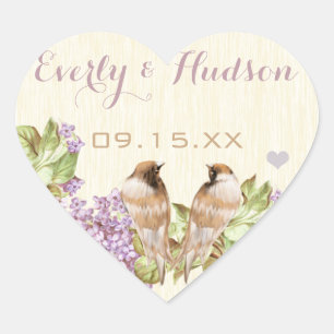 Purple Lilac Wedding Heart Sticker