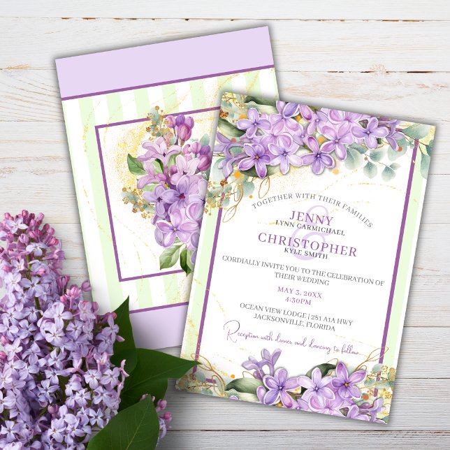 Purple Lilac Wedding Invitation (Creator Uploaded)