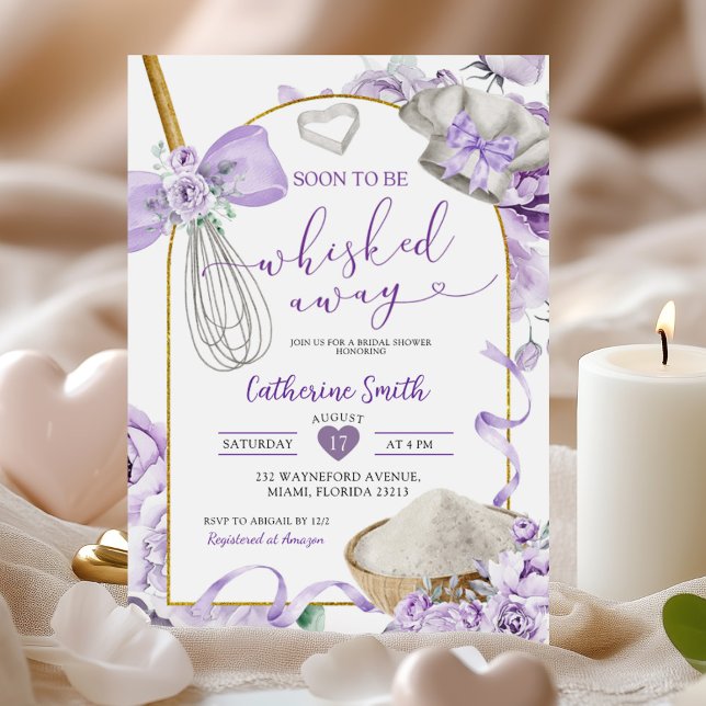 Purple Lilac Whisked Away Bridal Shower Invitation (Creator Uploaded)