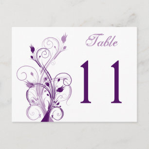 Purple Lilac White Floral Table Number Postcard