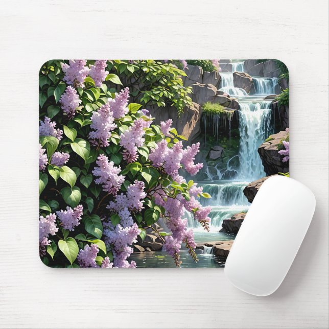 Purple Lilacs and Waterfalls  Mouse Pad (With Mouse)