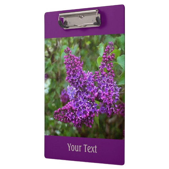 Purple Lilacs on a Spring Day Personalised Clipboard (Left)