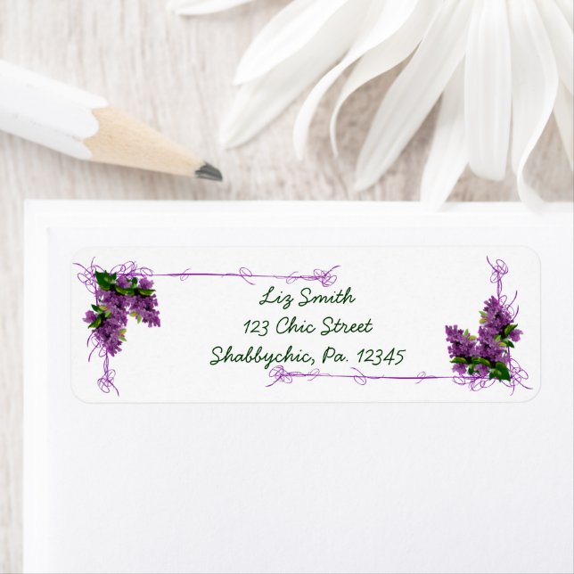 Purple Lilacs Return Address Label (Insitu)