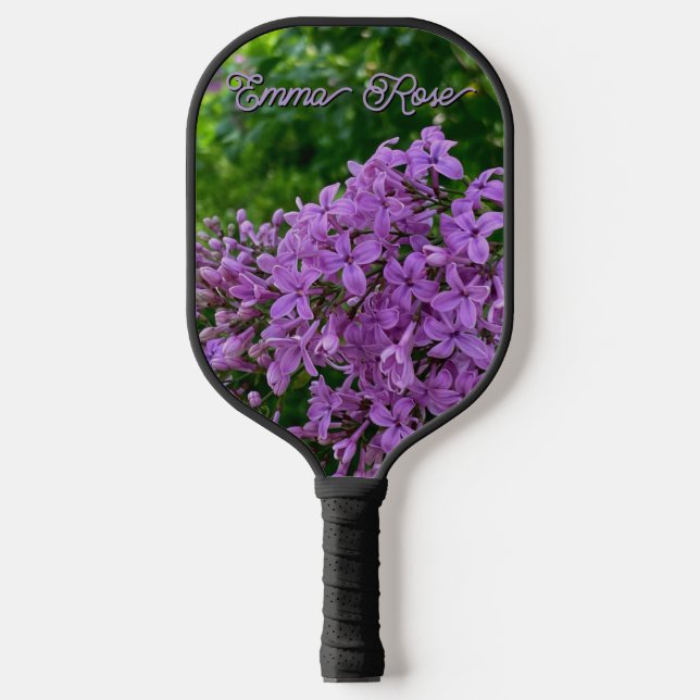 Purple lilacs romantic elegant purple floral photo pickleball paddle (Front)