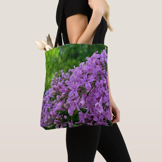 Purple lilacs romantic elegant purple floral photo tote bag (Close Up)