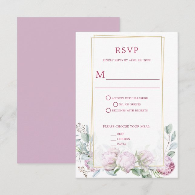 Purple Lilacs RSVP - Amy Card (Front/Back)