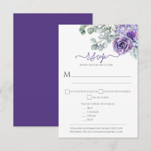 Purple Lilacs & Succulents, Eucalyptus DIY Wedding RSVP Card