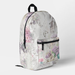 Purple Lilacs Vase Books European Street Printed Backpack