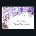 Purple Lilacs Watercolor Wedding Advice Cards<br><div class="desc">Have your guests share their words of wisdom with the newlywed couple with the elegant Purple Lilac Flowers Watercolor Wedding Advice Cards. These classy custom flowery marriage advice cards feature a digitally watercolor painted close up floral photograph of light purple lilac flower blossoms on the tree with a white background....</div>