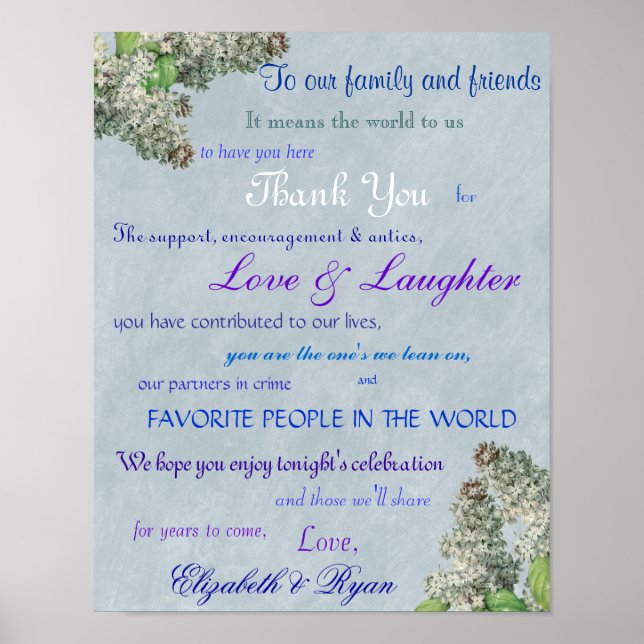 Purple Lilac's Wedding Thank You Poster (Front)