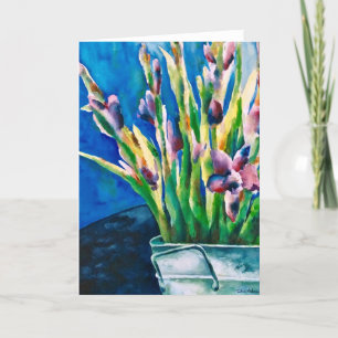 Purple Lilies Blank Card