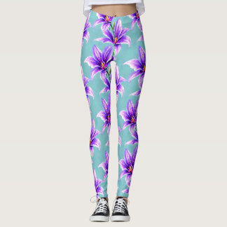Purple Lilly of the Valley Pattern Leggings