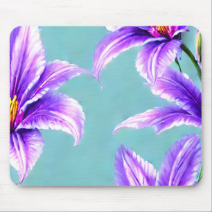 Purple Lilly of the Valley Pattern Mouse Pad