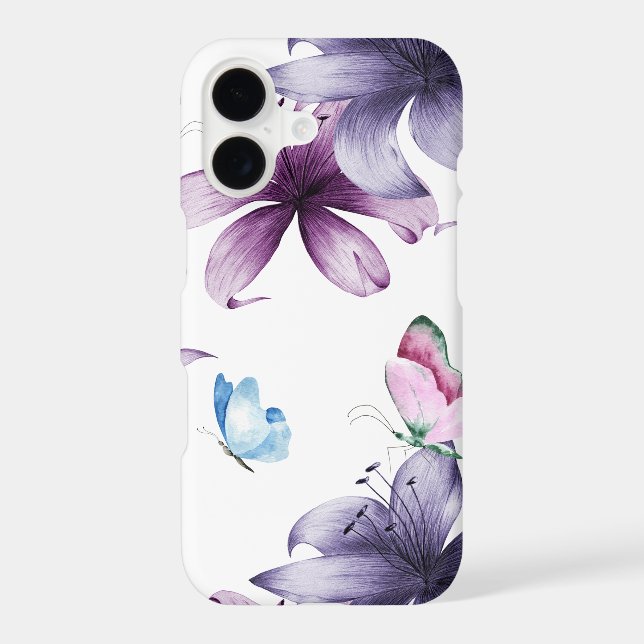 Purple Lily & Butterfly Floral  (Back)