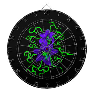 purple lily flower on black dartboard