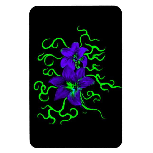 purple lily flower on black magnet (Vertical)
