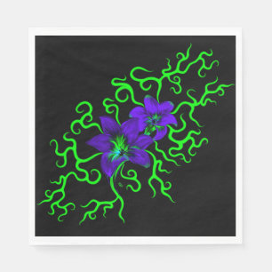 Purple Lily Flower on black Napkin